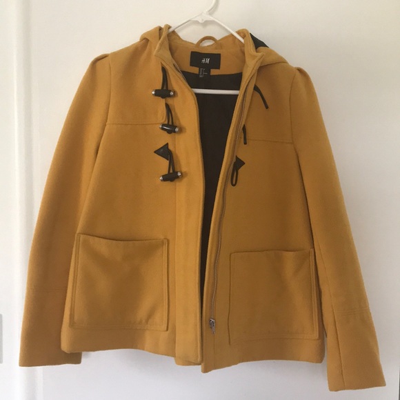 H&M Mustard Yellow Pea Coat - Picture 3 of 4